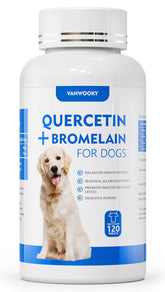VANWOOKY Quercetine et Bromélaïne – flacon, soutien immunitaire pour chiens.