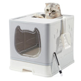 Vealind Litiere couverte porte transparente pour surveillance et entree libre du chat.