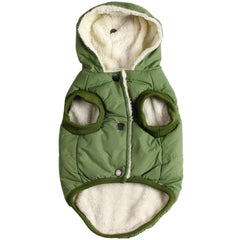 Vecomfy doudoune chien capuche verte, chaleur durable pour l'extérieur.