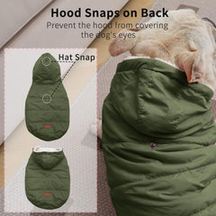 Vecomfy doudoune chien doublure polaire verte, confort accru.