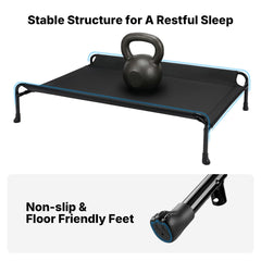 Veehoo lit chien surélevé utilisable en intérieur et camping pour plus de polyvalence.