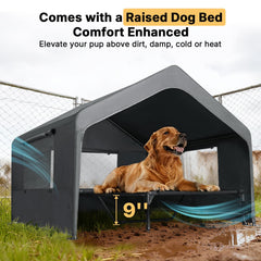 Veehoo-lit-eleve-dans-abri-pour-chien, chaleur et isolation accrues.