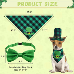 Vehomy bandana Saint Patrick vert plaid chien, parfait pour séances photo.