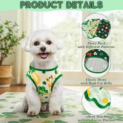 Vehomy T-shirt chien sans manches vert à enfiler, design simple et pratique