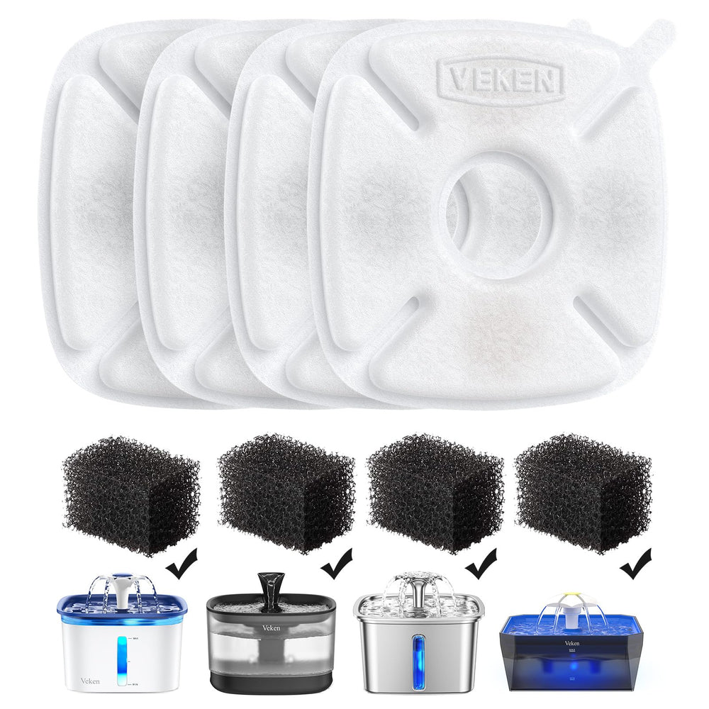 Filtre Fontaine Veken pour Chat: pack 4 filtres pour une eau plus fraîche.