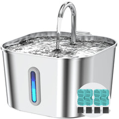 Fontaine Vekonn en acier inox 2,2 L offre hydratation durable pour plusieurs animaux.