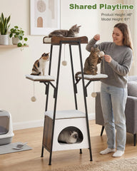 VERSASKY Arbre-chat avec balles-jouets pour stimulation ludique.