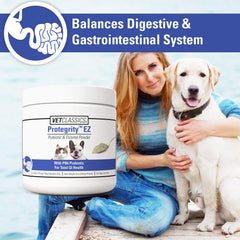 Vet Classics Protegrity EZ Probiotiques, texture poudre granuleuse, dissolution efficace dans l'alimentation.