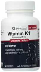 Vet One vitamine K1, comprimés à croquer goût boeuf pour chiens et chats