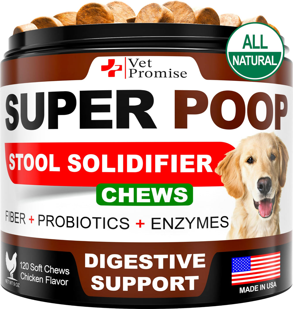 Vet Promise friandises Probiotiques pour chiens, une bouchée digestive avec bénéfice potentiel pour les selles fermes.