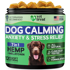 Vet Treat: bouchées apaisantes dans une bouteille, favorisant le calme chez le chien.