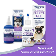 Application du gel oculaire Vetericyn Plus sur les yeux, usage domestique facile.