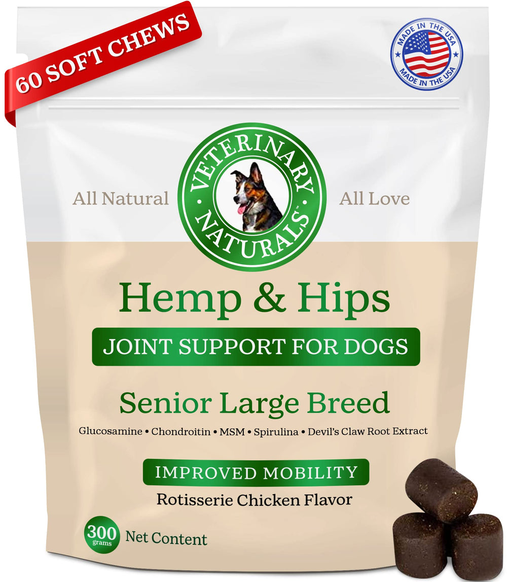 Veterinary Naturals chanvre, complément hanches-chien, soutien potentiel à la mobilité