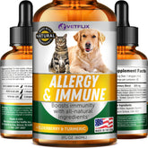 Vetflix Gouttes Allergie et Immunité – flacon facile à doser pour chiens et chats.