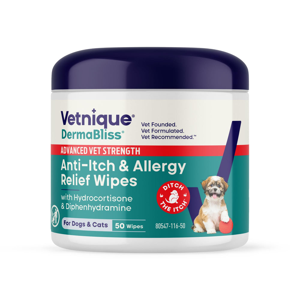 Vetnique Dermabliss lingettes-pattes-relief pour apaiser les démangeaisons.