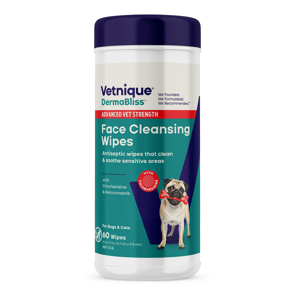 Dermabliss Vetnique lingettes visage chien, nettoient et apaisent les plis