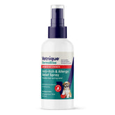 Vetnique Dermabliss pulvérisateur anti-grattage pour chiens et chats, aide à soulager les démangeaisons.