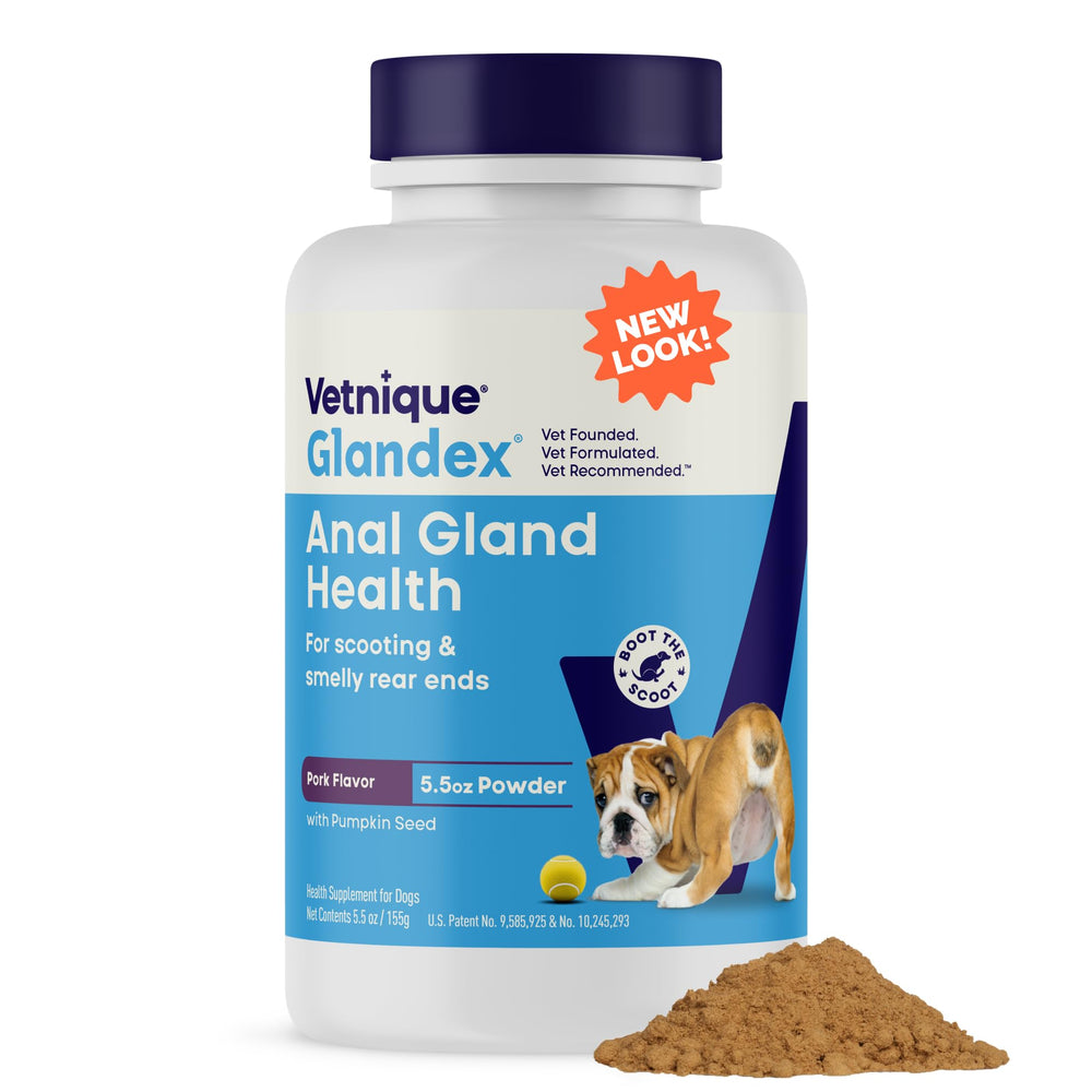 Vetnique Glandex poudre fibre pour glands anales, soutien potentiel au confort digestif