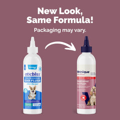 Vetnique Oticbliss application-flush flacon prêt à l’emploi pour l’hygiène auditive.