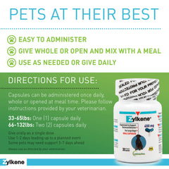 Capsules Zylkene de Vetoquinol, calme sans somnolence pour chiens.