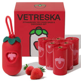 Distributeur Vetreska avec sacs parfum fraise, pratique pour promenades