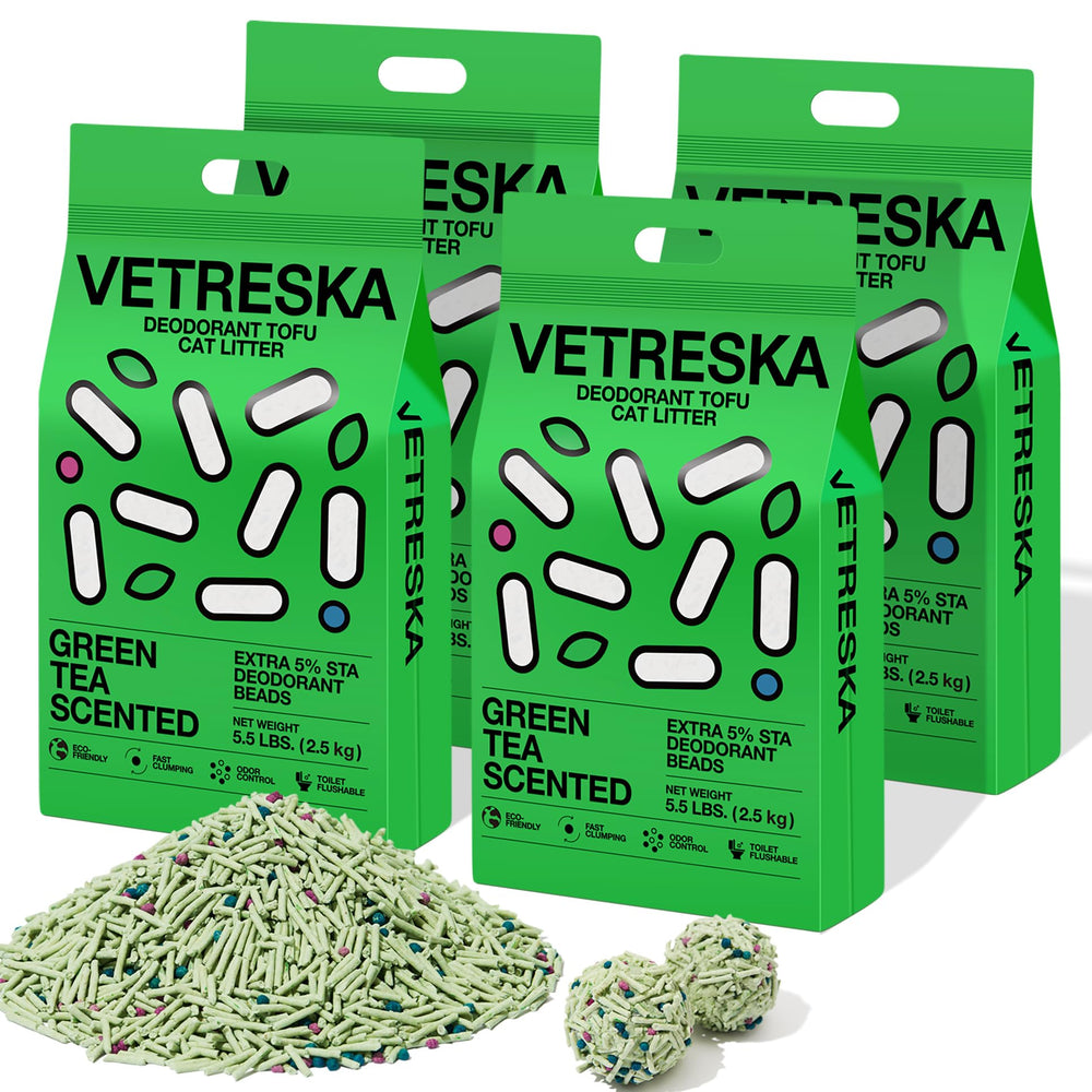 VETRESKA Tofu Litière chat - absorption extrême et formation de grumeaux rapide