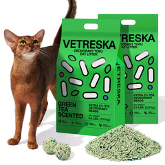 Litière VETRESKA Tofu Greentea, emballage sous vide pour transport sûr et propre.