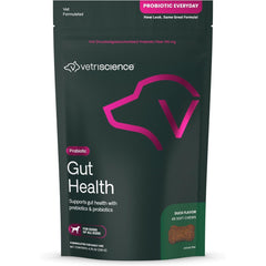 VetriScience Gut Health: friandise probiotiques pour chien, soutien digestif quotidien.