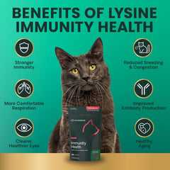 VetriScience Lysine Immunity Health – bouteille pratique, dosage simple pour chats de tous âges.