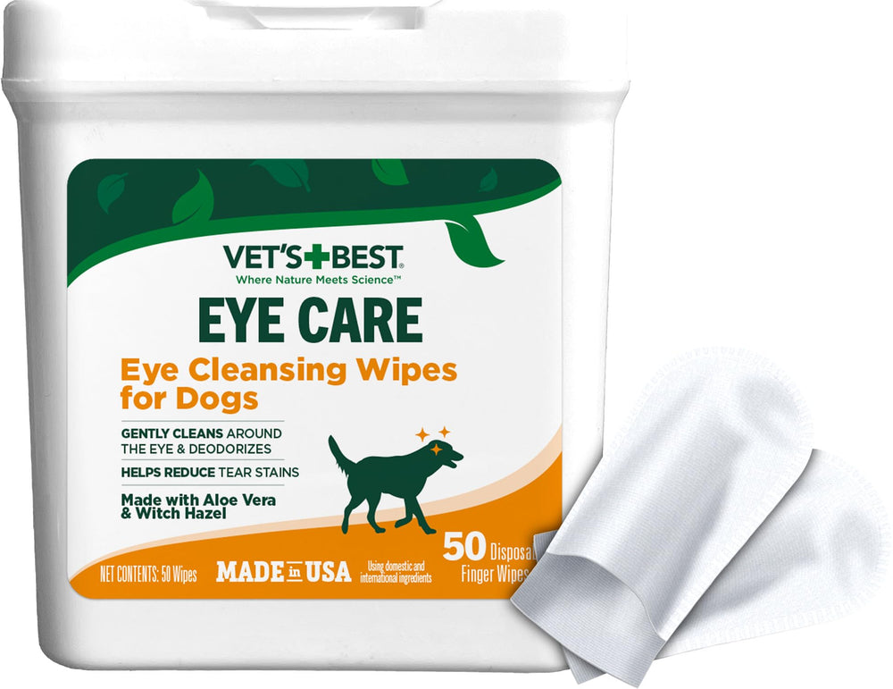 Vet's Best Eye Wipes nettoie les sécrétions oculaires du chien en douceur.