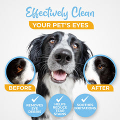 Lingette VetWipe nettoyage-regard, respecte la peau sensible du chien et du chat.