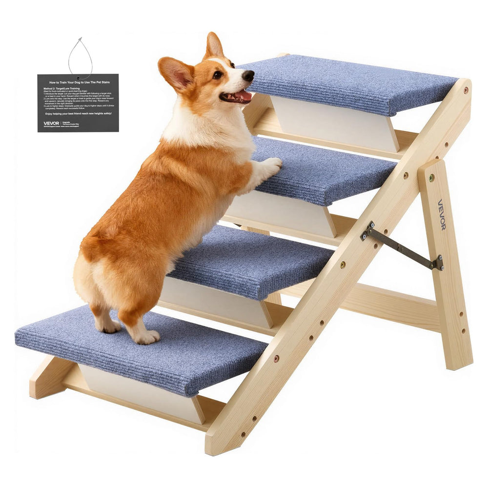 VEVOR escaliers bois pour chien, 4 etapes pliables, facilite l acces au lit