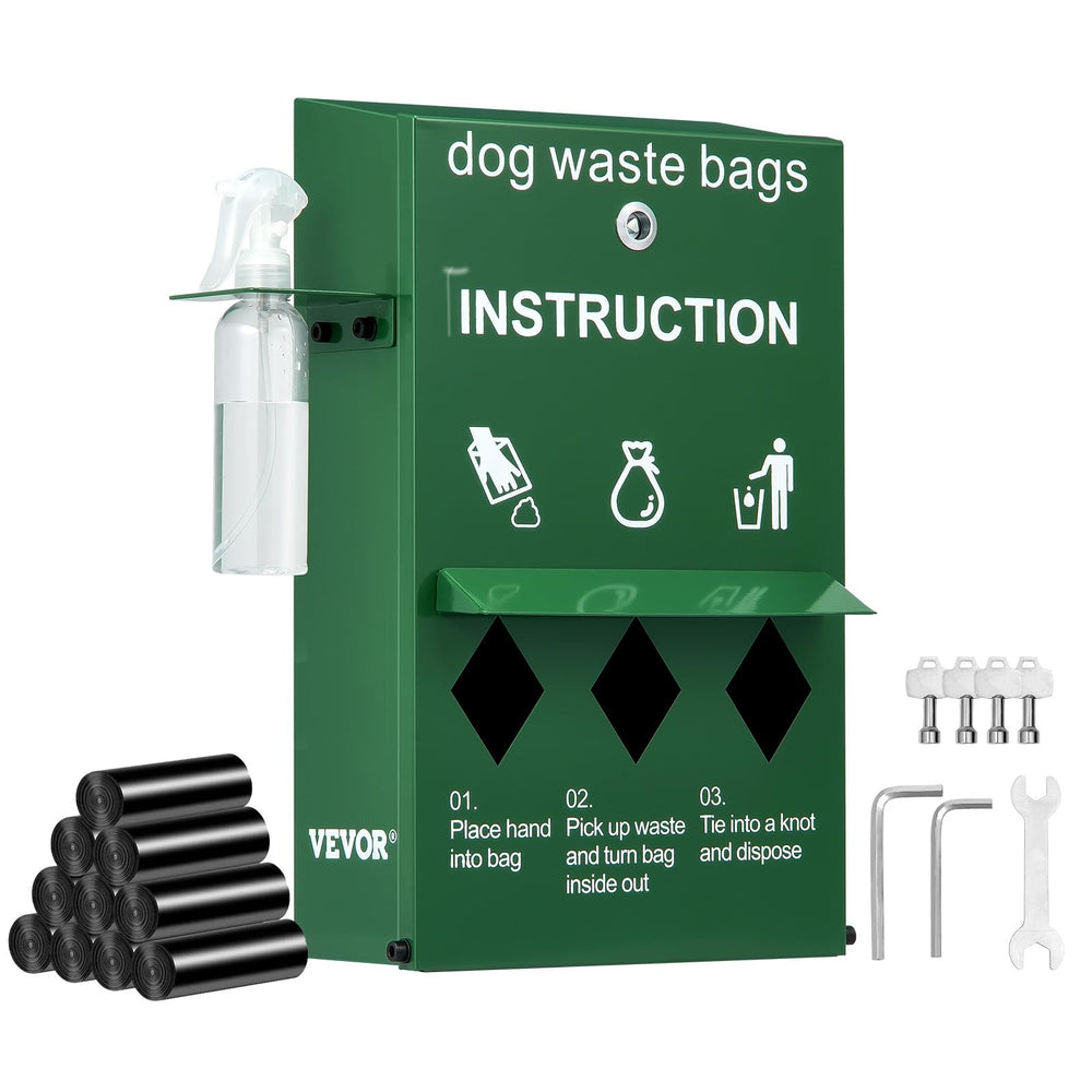 VEVOR distributeur sacs déjections chiens, vue frontale, pratique et hygiénique.