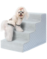 Escaliers Vfrog pour chien à 4 marches en gris facilitant l’accès au lit.