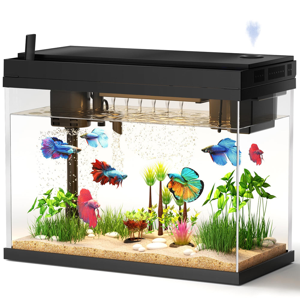 vhbw aquarium mini en verre avec humidificateur de bureau pour un espace de travail plus sain