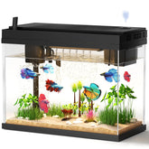 vhbw aquarium mini en verre avec humidificateur de bureau pour un espace de travail plus sain