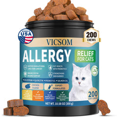 VICSOM: bouteille de friandises anti-démangeaisons pour chats, apaisement progressif.