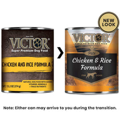 VICTOR Pâté poulet-riz texture-onctueuse sera parfaite comme garniture sur les croquettes.