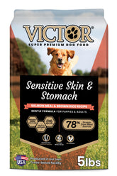 VICTOR Sac croquettes sensible peau-estomac – montre formule douce favorisant digestion potentielle.