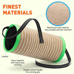 Viper Bite Pillow Cylindre Jute, texture naturelle pour mordillage contrôlé.