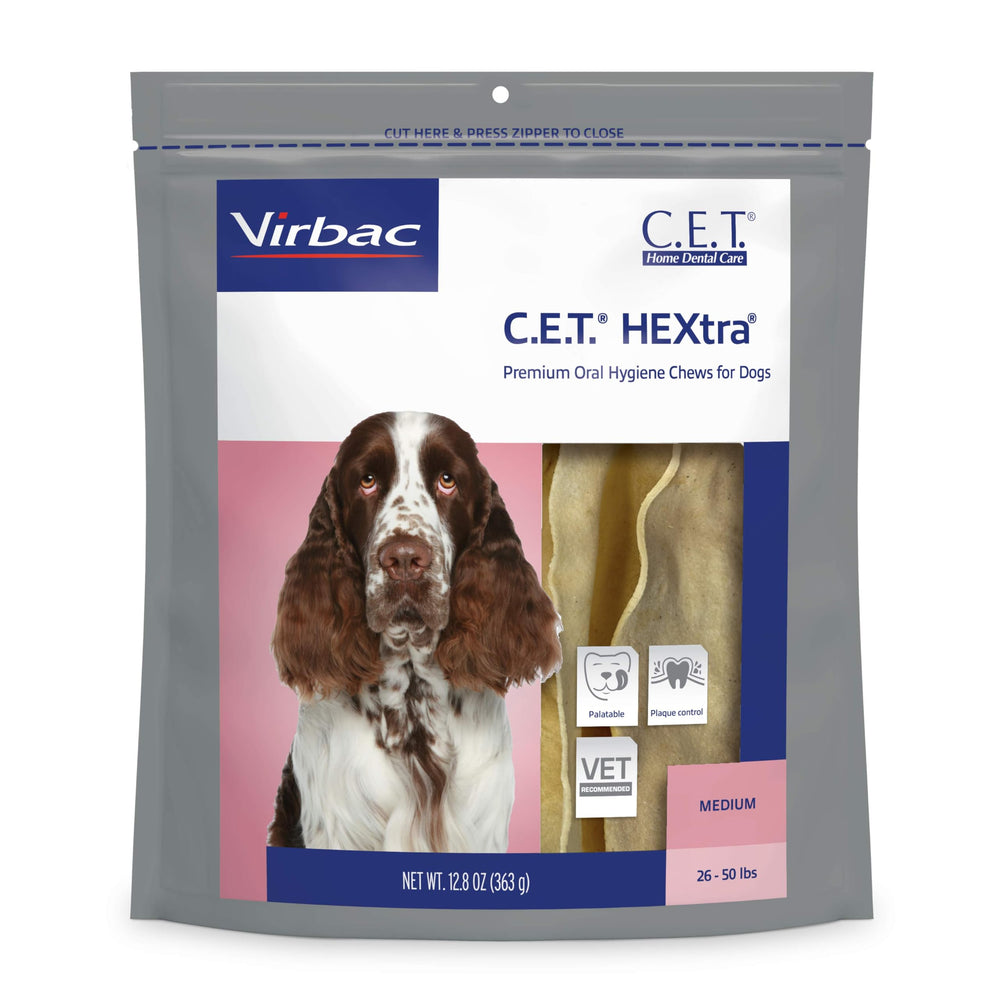 Virbac C.E.T. HEXtra – revetement en peau de boeuf, friandise d'hygiene dentaire.