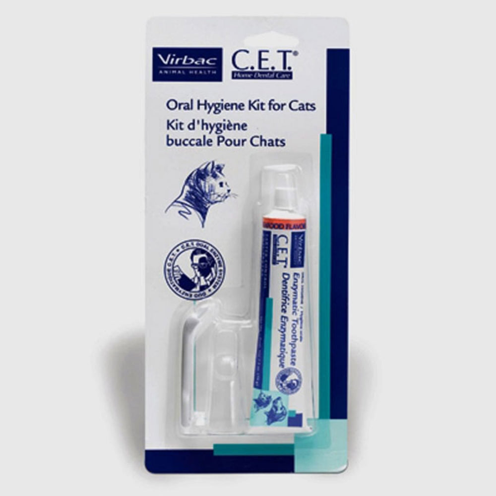 Virbac C.E.T. kit dentifrice saveur fruits de mer pour chat, pour l hygiène buccale à domicile.