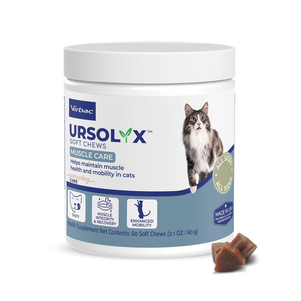 Virbac URSOLYX emballage montrant l’étiquette, design moderne et valeur nutritionnelle.