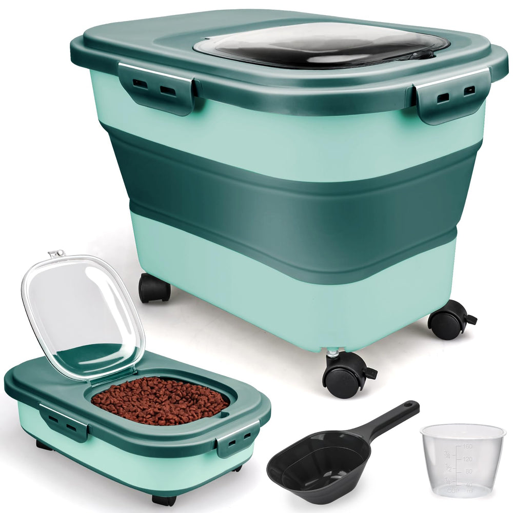 Viretec Conteneur pliable pour croquettes, pratique et compact.