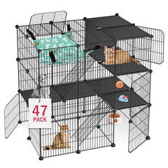 VISCOO cage chat 3 etages: espace spacieux pour 1-3 chats et petits compagnons.