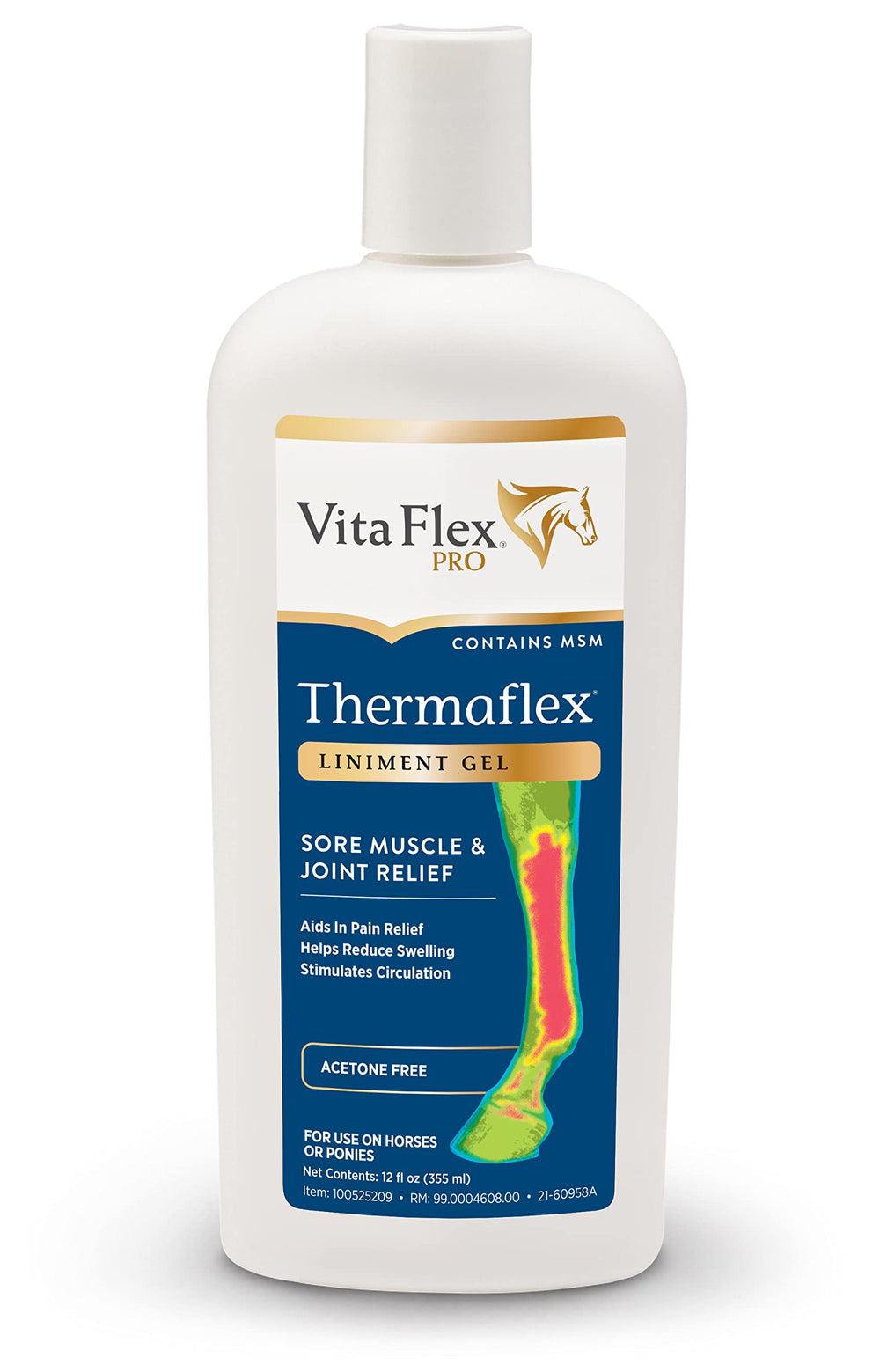 Vita Flex Thermaflex Gel – bouteille 12oz prête à l’emploi pour muscles tendus du cheval.