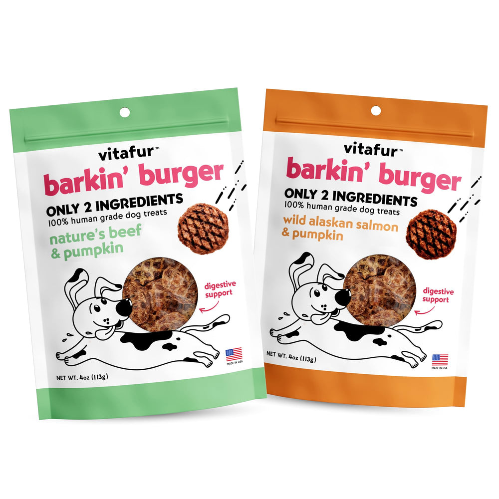 Vitafur Barkin Burger emballage boeuf et citrouille, snack sain et pratique