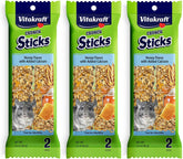 Vitakraft bâtonnets miel calcium chinchilla emballage, friandise croquante pour enrichir l'alimentation.