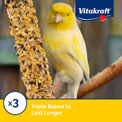 Vitakraft Crunch Sticks – œuf réel et miel, goût apprécié par les oiseaux.