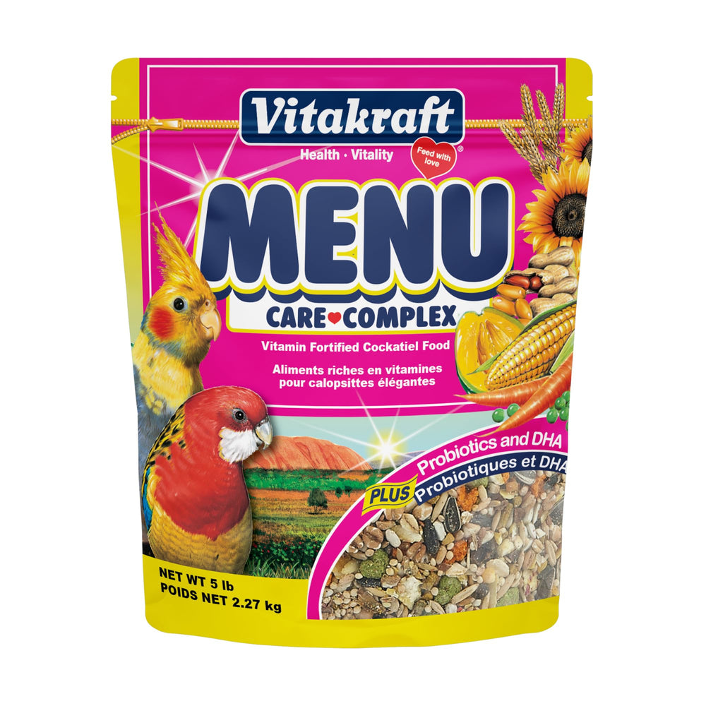 Vitakraft Menu cacatoes domestique: bol coloré de mélange stimulant l'alimentation variée.